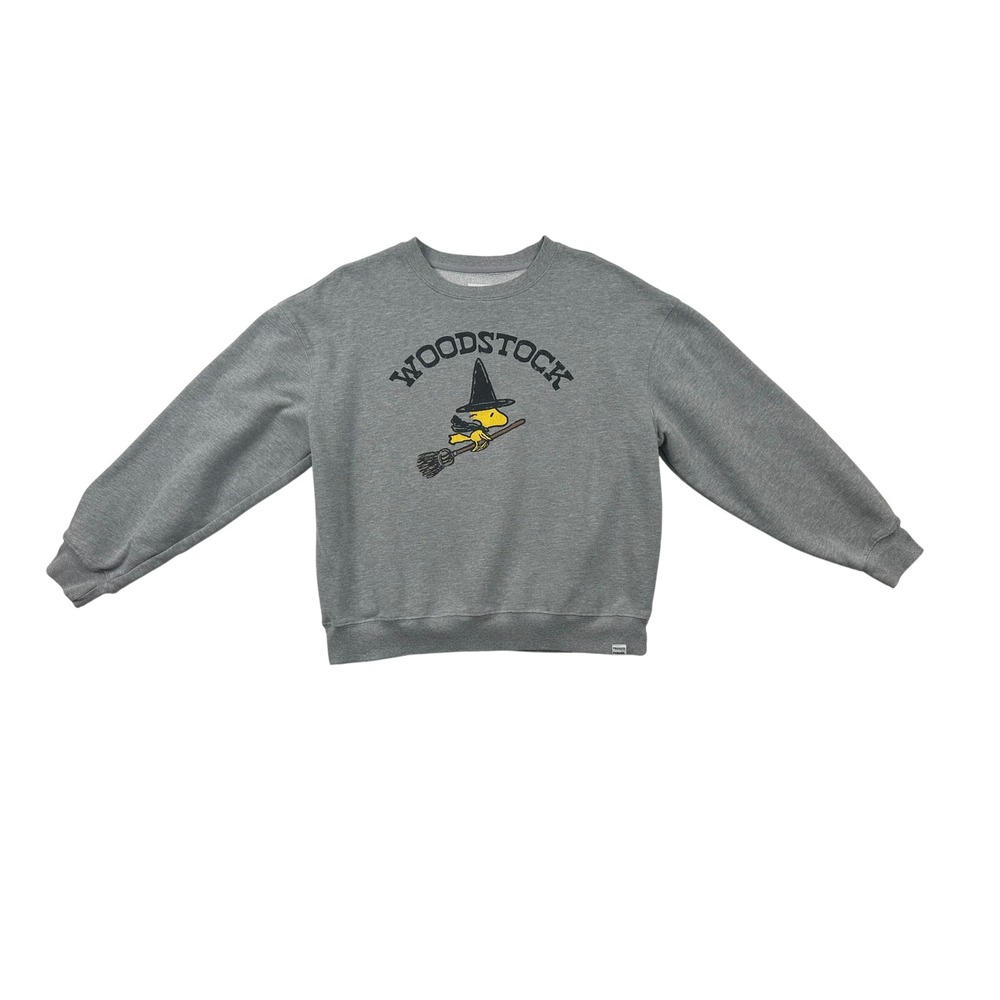 Peanuts RSQ Woodstock Halloween Witch Gray Sweatshirt Womens Medium RN108168